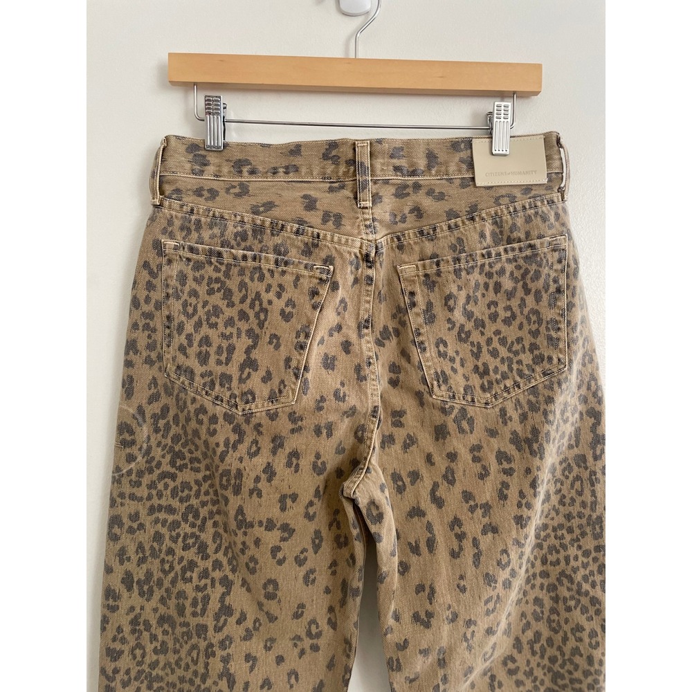 NEW Citizens of Humanity Barrel Darted Horseshoe Jeans Sz 27 Tan Leopard Safari - Picture 5 of 12